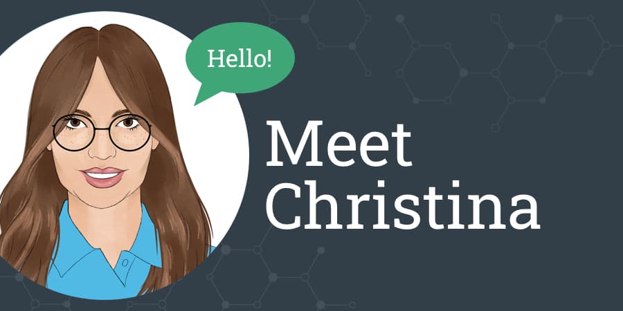 An illustration of Christina. At the right, the words: meet christina.