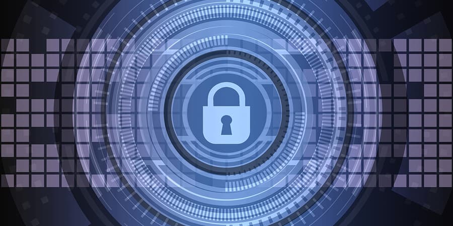 An illustration of a padlock surrounded by concentric circles.