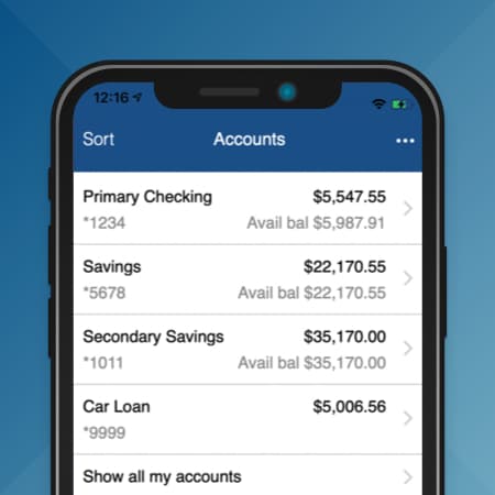 A screenshot of the new CDC FCU mobile app.