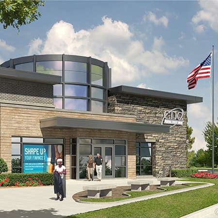 A rendering of the new CDC FCU branch.