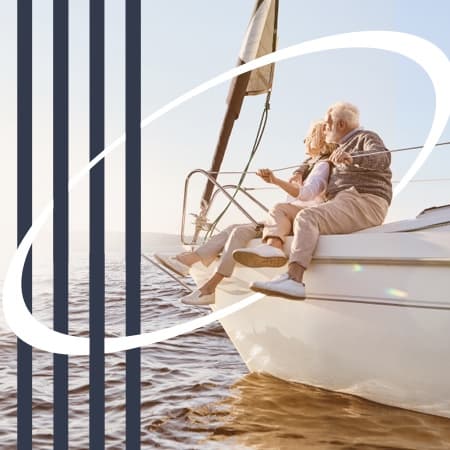 Senior couple relaxing on a boat.