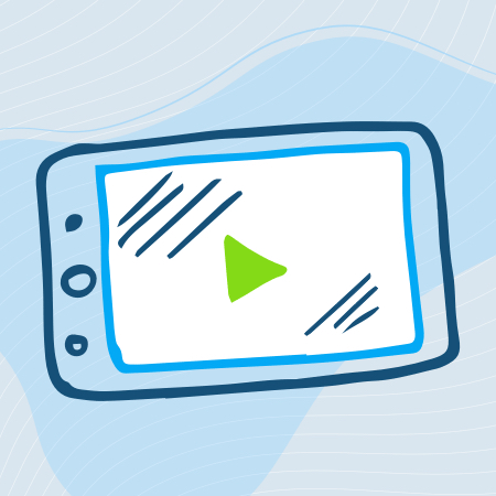 An illustration of a tablet in landscape mode.