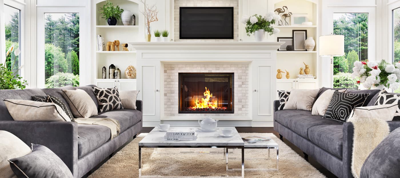 A beautiful, modern, and cozy living room.