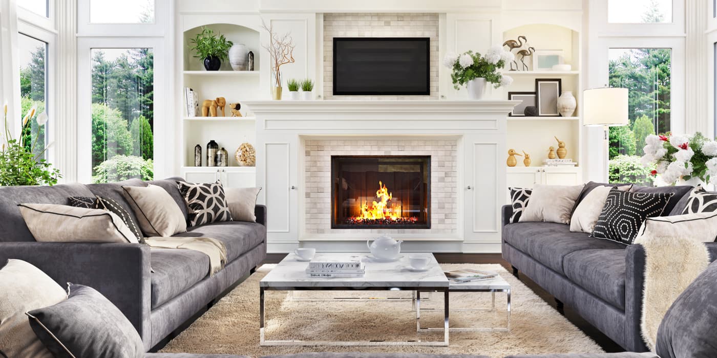 A beautiful, modern, and cozy living room.